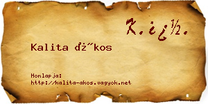 Kalita Ákos névjegykártya